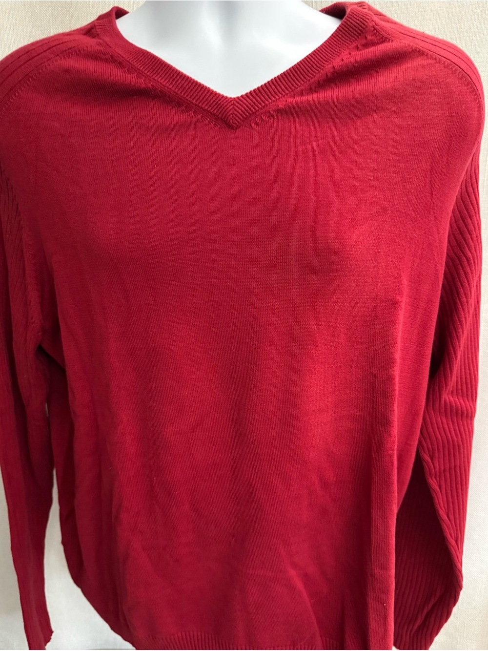 Lucky Brand Bright Red V-Neck Cotton Sweater